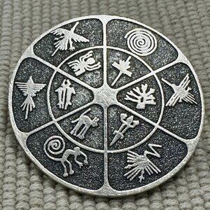 Ancient Aliens Nazca Lines Geoglyphs Brooch Pendant Dellapina Sterling Silver